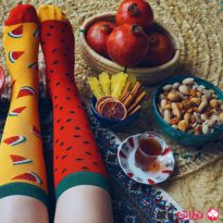 جوراب زنانه ساق دار طرح هندوانه