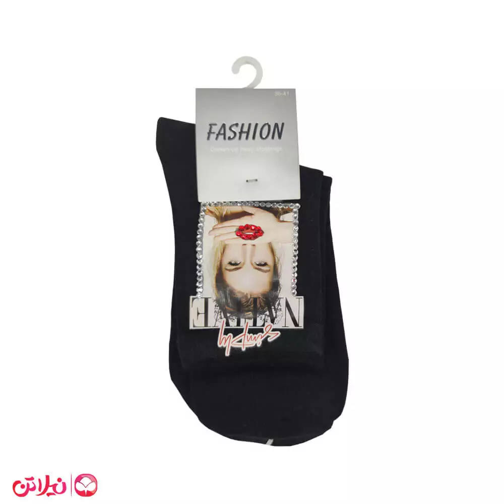 جوراب زنانه fashion مشکی عکس دار